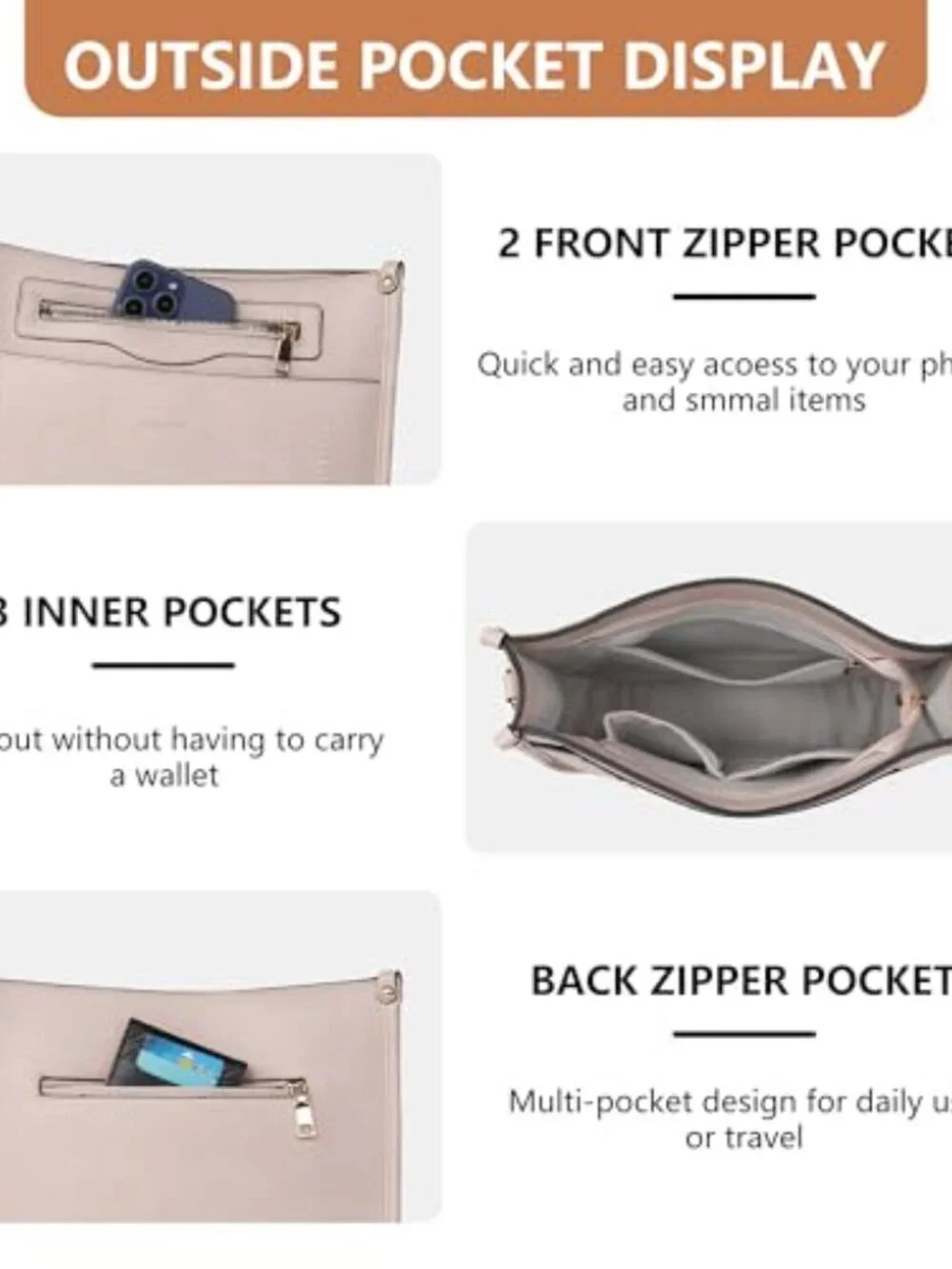 Vegan Leather Crossbody Bag and Wallet Set with Adjustable Strap